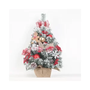 Árbol 60 cm Nieve Y Rojo