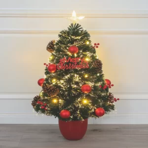 Árbol 60 cm Rojo Con Luz