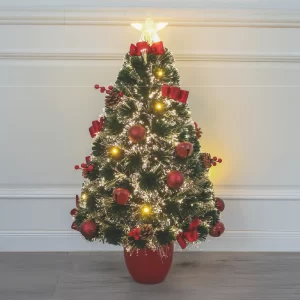 Árbol 90 cm Rojo Con Luz